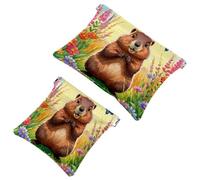 La soluzione da viaggio: 2 pezzi carino capybara-78 Shrapnel Pouch - Borsa compatta per il trucco, Multicolore 09, A：7.1x5.8in/18x14.8cm，B:4.7x4.5in/12x11.5cm