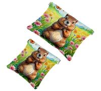 La soluzione da viaggio: 2 pezzi carino capybara-78 Shrapnel Pouch - Borsa compatta per il trucco, Multicolore 05, A：7.1x5.8in/18x14.8cm，B:4.7x4.5in/12x11.5cm