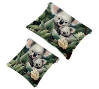 La soluzione da viaggio: 2 pezzi carino Koala Leaves-1926 Shrapnel Pouch - Borsa compatta per il trucco, Multicolore 07, A：7.1x5.8in/18x14.8cm，B:4.7x4.5in/12x11.5cm