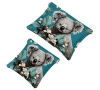 La soluzione da viaggio: 2 pezzi carino Koala Leaves-1926 Shrapnel Pouch - Borsa compatta per il trucco, Multicolore 09, A：7.1x5.8in/18x14.8cm，B:4.7x4.5in/12x11.5cm