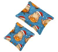 La soluzione da viaggio: 2 pezzi carino Natale capybara-243 Shrapnel Pouch - Compact Makeup Bag, Multicolore 07, A：7.1x5.8in/18x14.8cm，B:4.7x4.5in/12x11.5cm