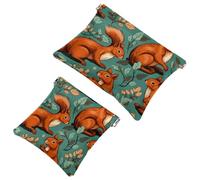 La soluzione da viaggio: 2 pezzi con motivi di scoiattolo su rami di pino - 1299 Shrapnel Pouch - Borsa compatta per il trucco, Multicolore 02, A：7.1x5.8in/18x14.8cm，B:4.7x4.5in/12x11.5cm