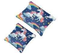 La soluzione da viaggio: 2 pezzi Crowds of Colorful Unicorns-573 Shrapnel Pouch - Borsa compatta per il trucco, Multicolore 10., A：7.1x5.8in/18x14.8cm，B:4.7x4.5in/12x11.5cm