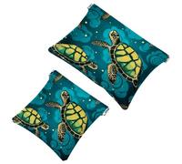 La soluzione da viaggio: 2 pezzi Crowds of Sea Turtles-375 Shrapnel Pouch - Borsa compatta per il trucco, Multicolore 02, A：7.1x5.8in/18x14.8cm，B:4.7x4.5in/12x11.5cm