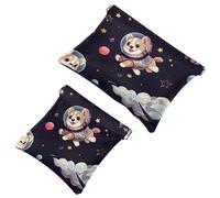 La soluzione da viaggio: 2 pezzi Cute Space Dog-870 Shrapnel Pouch - Borsa compatta per il trucco, Multicolore 02, A：7.1x5.8in/18x14.8cm，B:4.7x4.5in/12x11.5cm