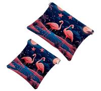 La soluzione da viaggio: 2 pezzi di fenicotteri sulla superficie del lago - 1035 Shrapnel Pouch - Borsa compatta per il trucco, Multicolore 02, A:7.1x5.8in/18x14.8cm,B:4.7x4.5in/12x11.5cm