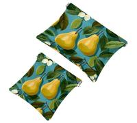 La soluzione da viaggio: 2 pezzi di foglie verdi e pere gialle, 1926, borsa compatta per il trucco, Multicolore 04, A：7.1x5.8in/18x14.8cm，B:4.7x4.5in/12x11.5cm