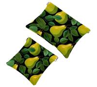 La soluzione da viaggio: 2 pezzi di foglie verdi e pere gialle, 1926, borsa compatta per il trucco, Multicolore 10., A：7.1x5.8in/18x14.8cm，B:4.7x4.5in/12x11.5cm