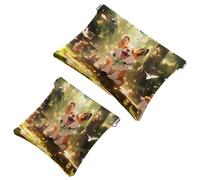 La soluzione da viaggio: 2 pezzi Happy Smiling Corgi-1431 Shrapnel Pouch - Borsa compatta per il trucco, Multicolore 02, A：7.1x5.8in/18x14.8cm，B:4.7x4.5in/12x11.5cm