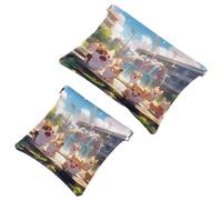 La soluzione da viaggio: 2 pezzi Happy Smiling Corgi-1464 Shrapnel Pouch - Borsa compatta per il trucco, Multicolore 01, A：7.1x5.8in/18x14.8cm，B:4.7x4.5in/12x11.5cm