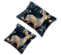 La soluzione da viaggio: 2 pezzi Red Flower River Deer-2124 Shrapnel Pouch - Trousse compatta per il trucco, Multicolore 03, A:7.1x5.8in/18x14.8cm,B:4.7x4.5in/12x11.5cm