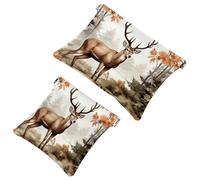 La soluzione da viaggio: 2 pezzi Red Flower River Deer-2124 Shrapnel Pouch - Trousse compatta per il trucco, Multicolore 04, A:7.1x5.8in/18x14.8cm,B:4.7x4.5in/12x11.5cm