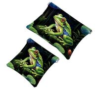 La soluzione da viaggio: 2 pezzi rosso verde maculato rana-1893 Shrapnel Pouch - Borsa compatta per il trucco, Multicolore 03, A：7.1x5.8in/18x14.8cm，B:4.7x4.5in/12x11.5cm