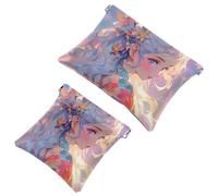 La soluzione da viaggio: 2 pezzi Starry Sky Flamingo Girl-920 Shrapnel Pouch - Borsa compatta per il trucco, Multicolore, A：7.1x5.8in/18x14.8cm，B:4.7x4.5in/12x11.5cm