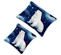 La soluzione da viaggio: 2 pezzi Swarms of Snow White Polar Bears-111 Shrapnel Pouch - Borsa compatta per il trucco, Multicolore 03, A：7.1x5.8in/18x14.8cm，B:4.7x4.5in/12x11.5cm