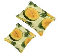 La soluzione da viaggio: 2 pezzi Sweet Hami Melon-1497 Shrapnel Pouch - Borsa compatta per il trucco, Multicolore 08, A：7.1x5.8in/18x14.8cm，B:4.7x4.5in/12x11.5cm