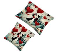 La soluzione da viaggio: 2 pezzi Sweet Red Valentine's Day Love-903 Shrapnel Pouch - Borsa compatta per il trucco, Multicolore 01, A:7.1x5.8in/18x14.8cm,B:4.7x4.5in/12x11.5cm