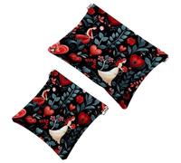 La soluzione da viaggio: 2 pezzi Sweet Red Valentine's Day Love-903 Shrapnel Pouch - Borsa compatta per il trucco, Multicolore 08, A：7.1x5.8in/18x14.8cm，B:4.7x4.5in/12x11.5cm