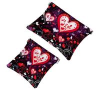 La soluzione da viaggio: 2 pezzi Sweet Red Valentine's Day Love-903 Shrapnel Pouch - Borsa compatta per il trucco, Multicolore 09, A：7.1x5.8in/18x14.8cm，B:4.7x4.5in/12x11.5cm