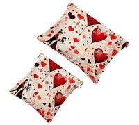 La soluzione da viaggio: 2 pezzi Sweet Valentine's Day Red Love-804 Shrapnel Pouch - Borsa compatta per il trucco, Multicolore 04, A：7.1x5.8in/18x14.8cm，B:4.7x4.5in/12x11.5cm