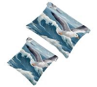 La soluzione da viaggio: 2 pezzi The Sea and Seagulls-144 Shrapnel Pouch - Trousse compatta per il trucco, Multicolore 01, A：7.1x5.8in/18x14.8cm，B:4.7x4.5in/12x11.5cm