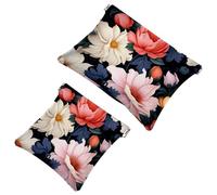 La soluzione da viaggio: 2 sacchetti colorati con motivo floreale 507, borsa compatta per il trucco, Multicolore 07, A：7.1x5.8in/18x14.8cm，B:4.7x4.5in/12x11.5cm