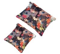 La soluzione da viaggio: 2 sacchetti per trucchi compatti con fiori e gattini 1600, Multicolore, A:7.1x5.8in/18x14.8cm,B:4.7x4.5in/12x11.5cm