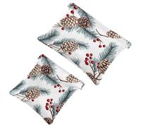 La soluzione da viaggio: 2 sacchetti per trucchi con foglie di Natale, 111, Multicolore 03, A：7.1x5.8in/18x14.8cm，B:4.7x4.5in/12x11.5cm