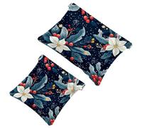 La soluzione da viaggio: 2 sacchetti per trucchi con foglie di Natale, 111, Multicolore 05, A：7.1x5.8in/18x14.8cm，B:4.7x4.5in/12x11.5cm