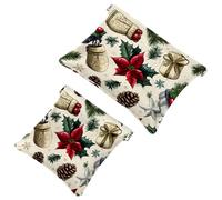 La soluzione da viaggio: 2 sacchetti per trucchi con foglie di Natale, 144 pezzi, Multicolore 02, A：7.1x5.8in/18x14.8cm，B:4.7x4.5in/12x11.5cm