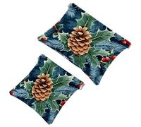 La soluzione da viaggio: 2 sacchetti per trucchi con foglie di Natale, 144 pezzi, Multicolore 06, A:7.1x5.8in/18x14.8cm,B:4.7x4.5in/12x11.5cm
