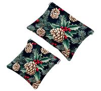 La soluzione da viaggio: 2 sacchetti per trucchi con foglie di Natale, 144 pezzi, Multicolore 07, A:7.1x5.8in/18x14.8cm,B:4.7x4.5in/12x11.5cm