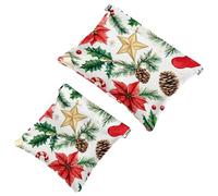 La soluzione da viaggio: 2 sacchetti per trucchi con foglie di Natale, 144 pezzi, Multicolore 08, A:7.1x5.8in/18x14.8cm,B:4.7x4.5in/12x11.5cm