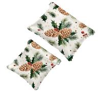 La soluzione da viaggio: 2 sacchetti per trucchi con foglie di Natale, 144 pezzi, Multicolore 09, A:7.1x5.8in/18x14.8cm,B:4.7x4.5in/12x11.5cm