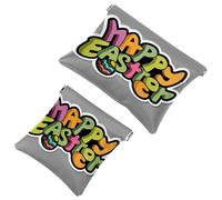 La soluzione da viaggio: 2 sacchetti per trucchi con scritta "Happy Easter Creative Font-1200", Multicolore 04, A：7.1x5.8in/18x14.8cm，B:4.7x4.5in/12x11.5cm