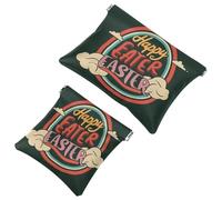 La soluzione da viaggio: 2 sacchetti per trucchi con scritta "Happy Easter Creative Font-1200", Multicolore 03, A：7.1x5.8in/18x14.8cm，B:4.7x4.5in/12x11.5cm