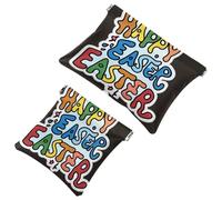 La soluzione da viaggio: 2 sacchetti per trucchi con scritta "Happy Easter Creative Font-1233", Multicolore 01, A：7.1x5.8in/18x14.8cm，B:4.7x4.5in/12x11.5cm