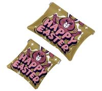 La soluzione da viaggio: 2 sacchetti per trucchi con scritta "Happy Easter Creative Font-1266", Multicolore 02, A：7.1x5.8in/18x14.8cm，B:4.7x4.5in/12x11.5cm