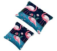 La soluzione da viaggio: 2 sacchetti per trucchi, motivo fenicottero tropicale della giungla 573, Multicolore 09, A：7.1x5.8in/18x14.8cm，B:4.7x4.5in/12x11.5cm