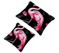 La soluzione da viaggio: 2 sacchetti per trucchi, motivo fenicottero tropicale della giungla 573, Multicolore 06, A：7.1x5.8in/18x14.8cm，B:4.7x4.5in/12x11.5cm