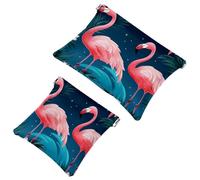 La soluzione da viaggio: 2 sacchetti per trucchi, motivo fenicottero tropicale della giungla 573, Multicolore 01, A：7.1x5.8in/18x14.8cm，B:4.7x4.5in/12x11.5cm