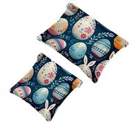 La soluzione da viaggio: 2 sacchetti per trucchi, motivo: uova di Pasqua con coniglio, 903, Multicolore 01, A：7.1x5.8in/18x14.8cm，B:4.7x4.5in/12x11.5cm