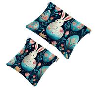 La soluzione da viaggio: 2 sacchetti per trucchi, motivo: uova di Pasqua con coniglio, 903, Multicolore 05, A：7.1x5.8in/18x14.8cm，B:4.7x4.5in/12x11.5cm