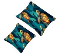 La soluzione da viaggio: 2 tartarughe nel sacchetto di schegge Water-408 - Trousse compatta per il trucco, Multicolore 01, A：7.1x5.8in/18x14.8cm，B:4.7x4.5in/12x11.5cm