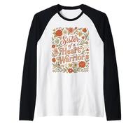 La Sorella di Una guerriera del Cuore CHD Awareness Go Red Flowers Maglia con Maniche Raglan
