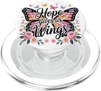 La speranza ci dà le ali per la consapevolezza del cancro al seno farfalla rosa PopSockets PopGrip per MagSafe