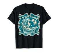 La Spiaggia Chiama e io Devo Andare Shirt Surfer Surfing Maglietta