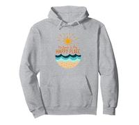 La Spiaggia è Il Mio Posto Felice Sole Onde Estate Felpa con Cappuccio, Unisex per Adulti, Grigio Melange, L