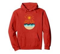 La Spiaggia è Il Mio Posto Felice Sole Onde Estate Felpa con Cappuccio, Unisex per Adulti, Rosso, L