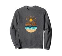 La Spiaggia è Il Mio Posto Felice Sole Onde Estate Felpa, Unisex per Adulti, Grigio Scuro, L